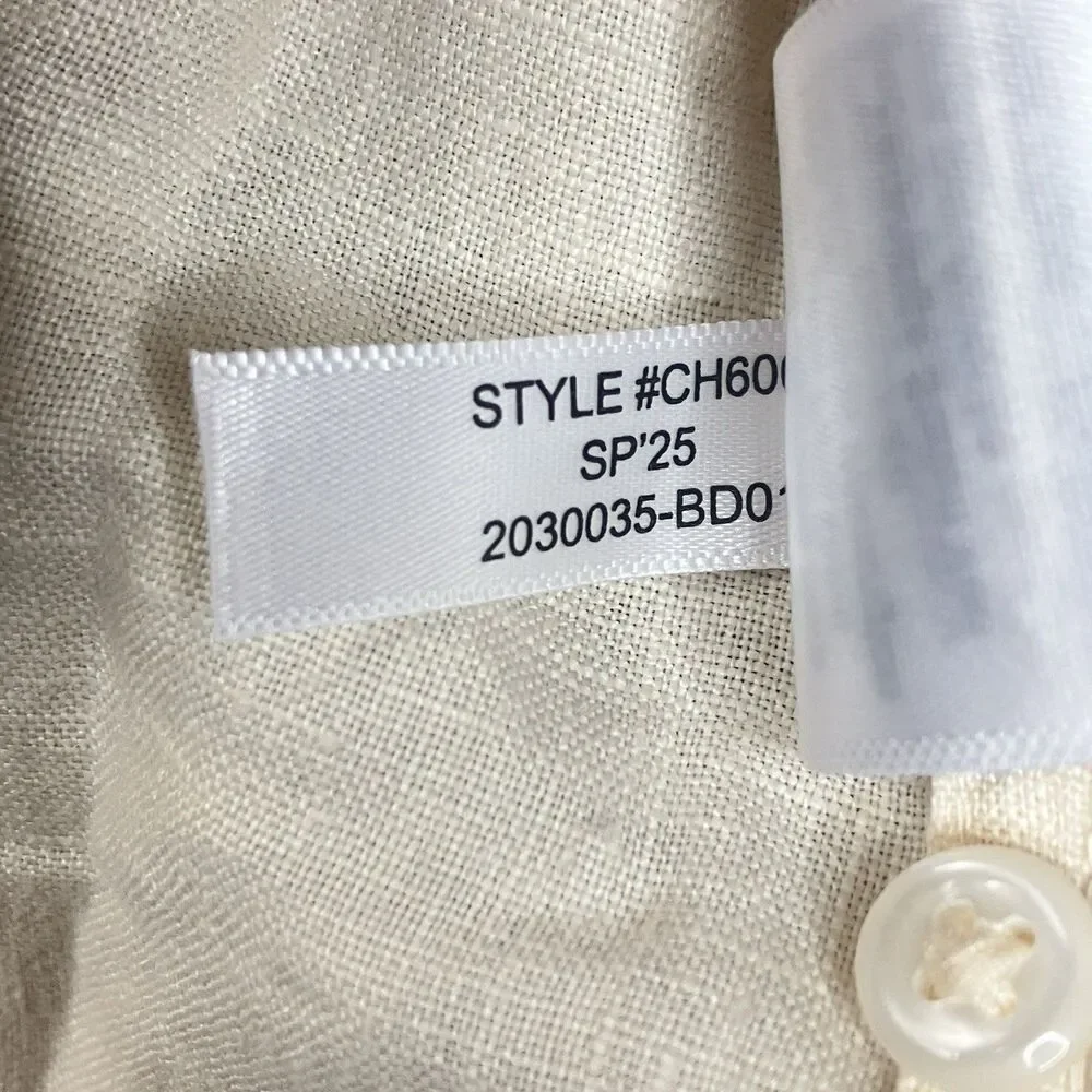 J Crew Washed Linen Shirt Mens M Natural Beige Short Sleeve Button Front CH600 - Picture 13 of 13